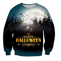 Men's Ghost Witch Halloween Women's Sweatshirts Pumpkin Halloween 3D Printed Long Sleeve Pullover Casual Ladies Hoodie S