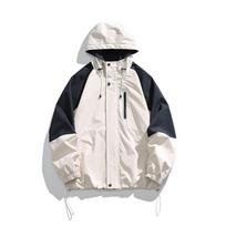 Mountain outdoor tide brand storm jacket for men and women spring and autumn new windproof jacket couple splicing loose hooded coat S