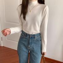 Autumn New Half High Collar Pullover Knitted Sweater for Women Fashion Winter Solid Casual Base Sweaters Women Elegant Slim Elegant Knitwears 24888 One Size balta