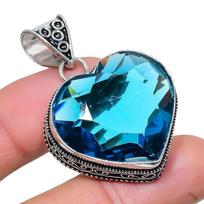 London Blue Topaz Gemstone Handmade 925 Sterling Silver Jewelry Pendant 2.17  AH-816 2.2 mėlyna
