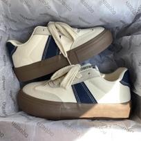Striped Little White Shoes Children's Autumn Ins Tide Thick-soled Versatile Casual Sports Board Shoes 35 tamsiai mėlyna spalva