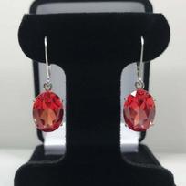 16 ct ovalo formos oranžinis padparadscha safyras sidabrinis auskaras su užsegimu moterims gray