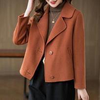 Women's Winter Short Plus Size Office Button Jacket Business Casual Standing Collar Jacket Warm Cardigan 3XL brown