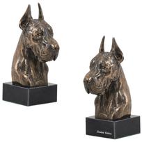 dogas I – Šuns statula, biustas ant akmeninio pagrindo, skulptūra, trofėjus šunų parodai, prekės ženklo „Art-Dog“ ruda