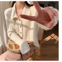 Retro Hong Kong style loose fit sweater short women ins trendy gentle style knitted cardigan design sense niche one size balta