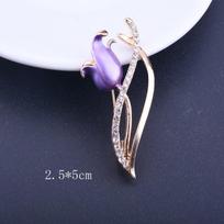 Elegant Golden White Tulip Brooch Sweet Flower Pin Gift For Women Wedding Engagement Date Party Jewelry black