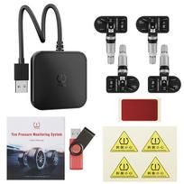 USB Android automobilio TPMS USB TMPS vidinis išorinis jutiklis Android navigacinė signalizacijos sistema padangų slėgio stebėjimo sistema su 4 jutikliais Exteral sensors