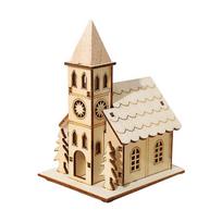Miniatiūrinis medinis namelis DIY Linksmų Kalėdų dekoracijos Šviečianti trobelė Kalėdinės eglutės pakabinami Kalėdiniai papuošimai Naujųjų metų dovana vaikams beige