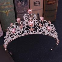 Raudona Žalia Krištolinė Vestuvinė Karūna Karalienės Tiara Nuotakos Karūna Galvos Juosta Nuotakos Aksesuarai Diadema Mariage Plaukų Papuošalai Ornamentai 16*7.3cm gray