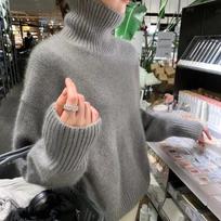 Spring and Autumn Women Sweater Long Sleeve Knitted Sweater Fashion Pullovers Loose Sweater One Size pilka spalva