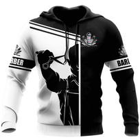 Barber Shop Men's Hooded Sweatshirt 3D Print Fashion Uniform Autumn Hot Sales Male Oversized Cool Pullover Daily Men's Clothing 6XL gray