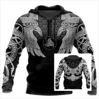 2020 Naujausias Vikingų Muninn Tatuiruotė Varnas 3D Atspausdintas Vyriškas džemperis su gobtuvu Harajuku Džemperis Ruduo Unisex džemperis S gray