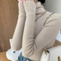 Winter Long Sleeve Warm Slim Knitwear Women Sweater Fashion Retro Bottom Woman Jumpers Tops Solid Casual Elegant Base Ladies Turtleneck Sweaters 25040 S balta