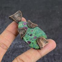 Ruby Fuchsite Gemstone Handmade Copper Wire Wrap Jewelry Pendant 2.60  p4Y05