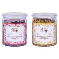 The Indian Chai Organic Chamomile & Hibiscus Tea Duo – 50 g Each white