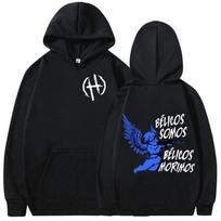 Singer Junior H Sad Boyz Spausdinta Grafinė Hoody Vyrams Moterims Retro Ilgomis Rankovėmis Madingas Džemperis Drabužiai Megztinis Oversized Hoody S black