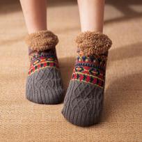 Winter Floor Socks Home Warm Women Snow Sleep Carpet Socks Slippers Men's Non-Slip Ankle Sock Jacquard Chaussette Silicone Pied Men Style(39-44)
