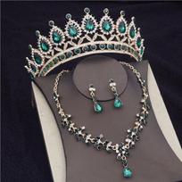Puikūs violetinių krištolinių vestuvinių papuošalų rinkiniai Tiaras Auskarų karolių rinkinys moterims Vestuvių vakarėlio karūnos karolių auskarų rinkinys