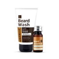 Ustraa Barzdos augimo aliejus – 35 ml – su Redensyl ir 8 natūraliais aliejais, drėkina ir maitina, be mineralinio aliejaus ir barzdos ploviklis su medienos kvapu – 100 ml