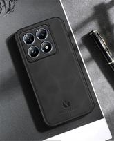 Dėklas Xiaomi Redmi K70 Pro Magnetinis Matinis Odinis Telefono Dėklas Redmi K60 K50 Ultra K70 E Pro Kameros Objektyvo Apsauga Minkštas Silikoninis Buferinis Dėklas Redmi K70 juoda