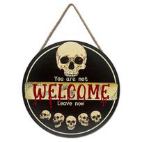 Halloween Wooden Flat Decorative Hanging Sign Ambient Indoor Outdoor Haunted Party S balta