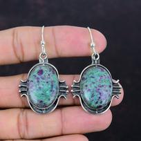 Ruby Fuchsite Earrings Genuine Gemstone Earring 925 Sterling Silver Earrings Elegant Jewelry Handmade Earring Gifts For Women Silver Jewelry