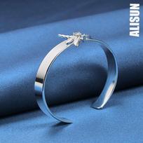 925 svarų sterlingų sidabro AAA cirkonio laumžirgio apyrankė Madingi vestuviniai papuošalai 58MM blue