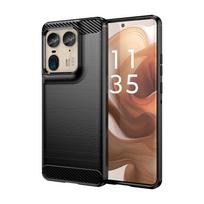 For Cover Motorola Edge 50 Ultra Case For Moto Edge 50 Ultra Soft Silicone Carbon Fiber Back Case For Moto Edge 50 Ultra Case Moto Edge 50 Ultra juoda