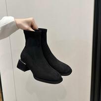 Short Boots Female Autumn And Winter Models Suede Thick With Nude Boots Square Head Chunky Heel Short Boots 40 chaki