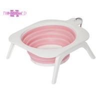 Pet Food Bowl Foldable,Dog Bowl with Stand, Easy To Clean - for Traveling, Hiking, Camping rožinė