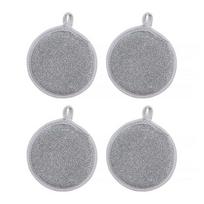 4/8 vnt. vielinių indų plovimo skudurų rinkinys dvisluoksnės vielinės indų šluostės, skirtos šlapiam ir sausam valymui 4pcs gray