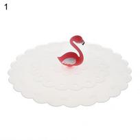 Creative Flamingo Anti-Dust Reusable Silicone Coffee Mug Glass Cup Lid Cover Cap