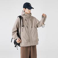 Spring and autumn Hong Kong fashion brand couples solid color loose jacket men's outdoor windproof sports hooded jacket S