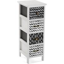 Armoire Étagère de salle de bain - VERSA - Lauren - 4 tiroirs - Bois aggloméré - Noir et blanc balta