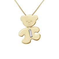 LÉA & ARTHUR - Pendentif Enfants Motif (OURSON) Plaqué Or Jaune & (Lettre I) Argent 925 Millièmes Rhodié geltona
