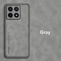 Prabangus PU odos telefono dėklas Xiaomi 14T Pro modeliui, skirtas Xiaomi Mi 14T Pro Mi14T 5G, matinis silikoninis galinis dangtelis, pilna apsauga For Xiaomi 14T pilka spalva