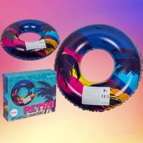 Pripučiama plūdė - PALMBUOY - Retro dizainas su palme ir saulėlydžiu - 90 cm - Patvarus PVC - Unisex violetinė