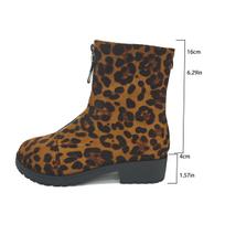 Leopardo rašto moteriški aulinukai su platforma, zomšiniai batai, madingi žiemos sniego batai, stambūs kulniukai, su kailiu, šilti sportbačiai, su užtrauktuku, Botas Mujer 42 black