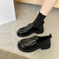 Comemore Prancūziško stiliaus maži odiniai moteriški batai Angliško stiliaus Retro Vienos juostelės Marilyn batai Pavasariniai minkštapadžiai mokasinai 35 black