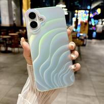 KEYSION Gradient Wave Pattern Case for iPhone 16 Pro Max 16Plus Matte Silicone+PC Shockproof Phone Cover for iPhone15 14 Pro Max for iPhone 16 įvairiaspalvis