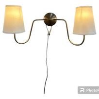 Brass Double Arm Wall Lamp with Adjustable Shades - Mid-Century Modern Lighting