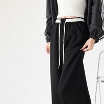 Women Loose Sporty Casual Wide Leg Pants Spring Autumn Drawstring Fashion Design Sweatpants High Waisted Elastic Sports Trousers XL tamsiai mėlyna spalva