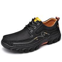 FashionAll-match Male Treking Shoes Trainers Genuine Leather Men's Casual Shoes Non-slip Walking Sports Shoes Fashion Outdoor Footwear 38 juoda