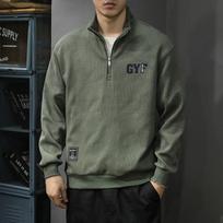 Autumn And Winter Tide Brand American Half-Pull Knitted Sweater Men'S Loose Large Size Sports And Leisure Polo Sweater Stand-Up Collar M