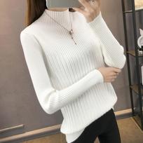 Fashion Half High Neck Warm Knitted Sweater for Women Autumn and Winter Slim Fit Base Sweaters Ladies Casual Solid Long Sleeve Pullovers Tops 25315 One Size balta