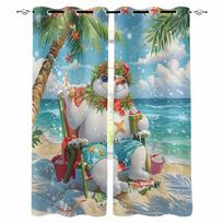 Christmas Snowman Flamingo Flower Ice Cream Blackout Curtains For Living Room Bedroom Window Treatment Blinds Drapes W135 x H60cm gray