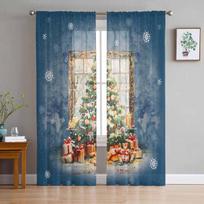 Kalėdinės eglutės dovana vaisiai snaigės užuolaidos svetainei miegamajam namų dekoravimas lango voile tiulio užuolaida užuolaidos W135 x H114cm gray