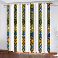 Black White Ethiopian Traditional Design Pattern Shade Curtains 2 Panels Bohemian Style Living Room Bedroom Home Decor Curtains W60H60(CM)x2PCS&HOOK