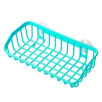 Double Suction Cup Sink Sponge Soap Holder Kitchen Bathroom Drain Storage Rack mėlyna