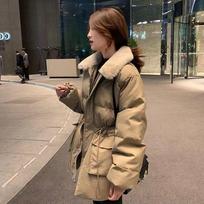 Anti-season Clearance, Loose Female Tide Ins Hong Kong Style Year New Medium and Long Waist Down Cotton-padded Clothes S